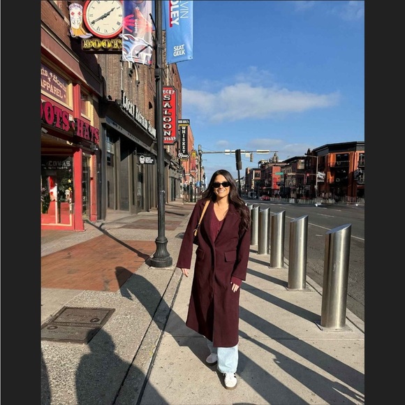 NWT Women's Faux Wool Topcoat - A New Day Burgundy XXL - Picture 3 of 5